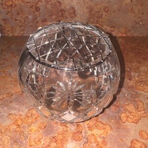 Round vase with metal flower frog